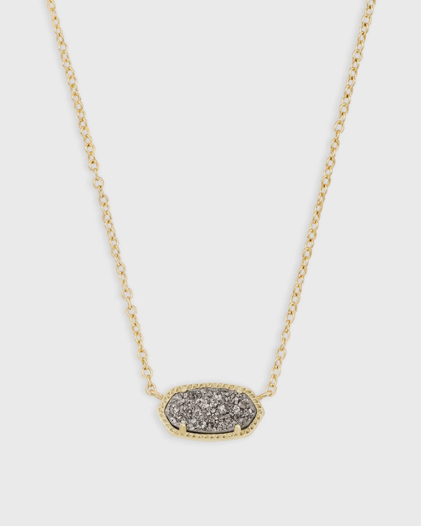 Elisa Short Pendant Necklace Gold Platinum Drusy