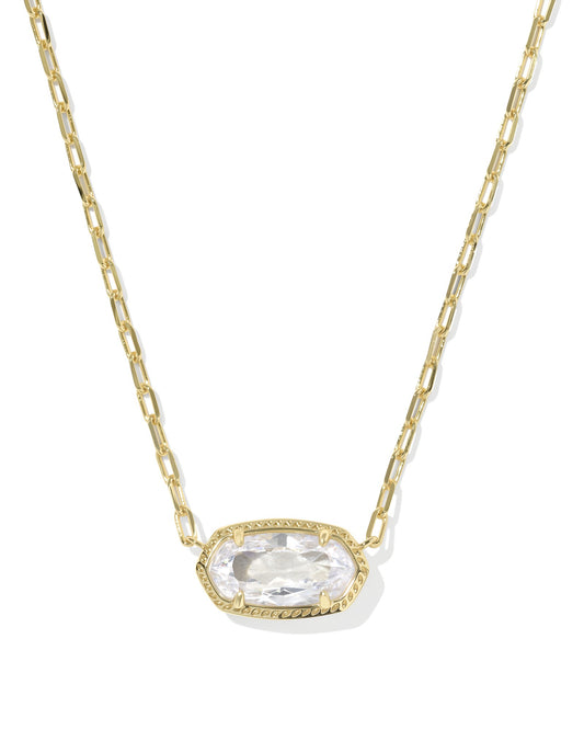 Elisa Luxe Short Pendant Necklace Gold White CZ