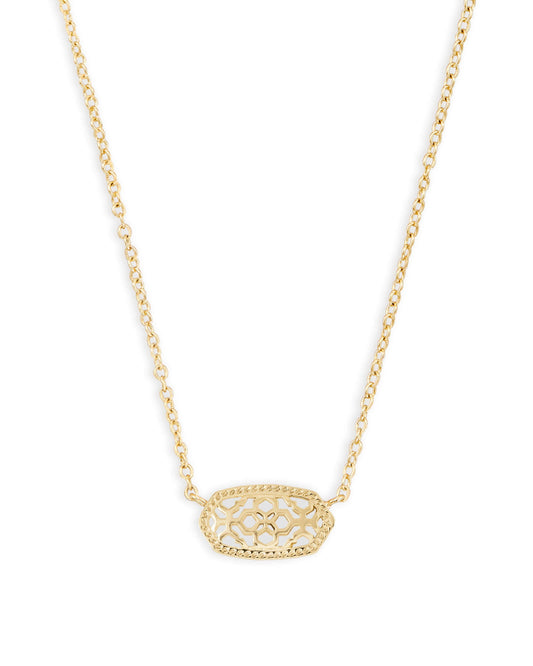 Elisa Short Pendant Necklace Gold Filigree