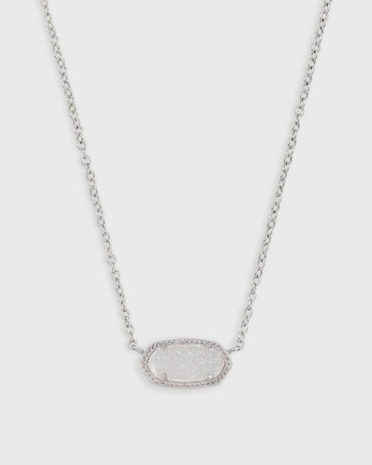 Elisa Short Pendant Necklace Silver Iri Drusy