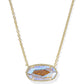 Elisa Statement Short Pendant Necklace Gold Dichroic Glass