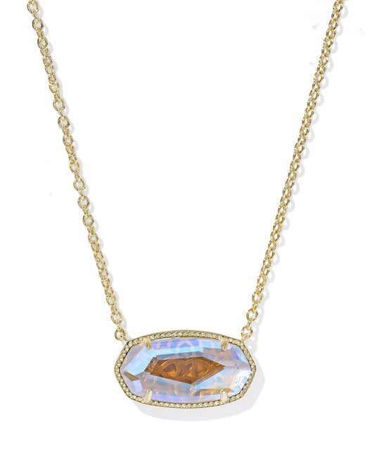 Elisa Statement Short Pendant Necklace Gold Dichroic Glass