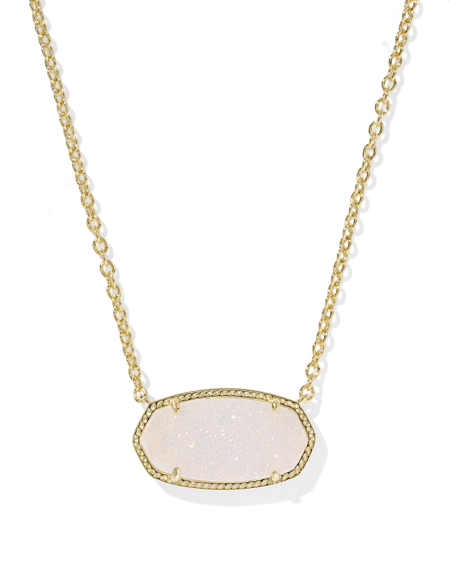 Elisa Statement Short Pendant Necklace Gold Iri Drusy