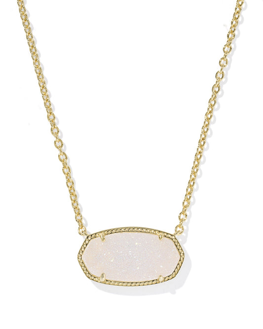 Elisa Statement Short Pendant Necklace Gold Iri Drusy