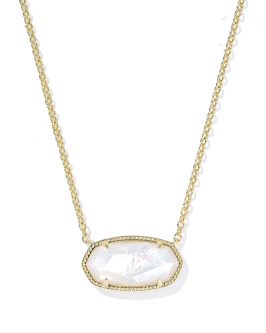 Elisa Statement Short Pendant Necklace Gold Ivory MOP
