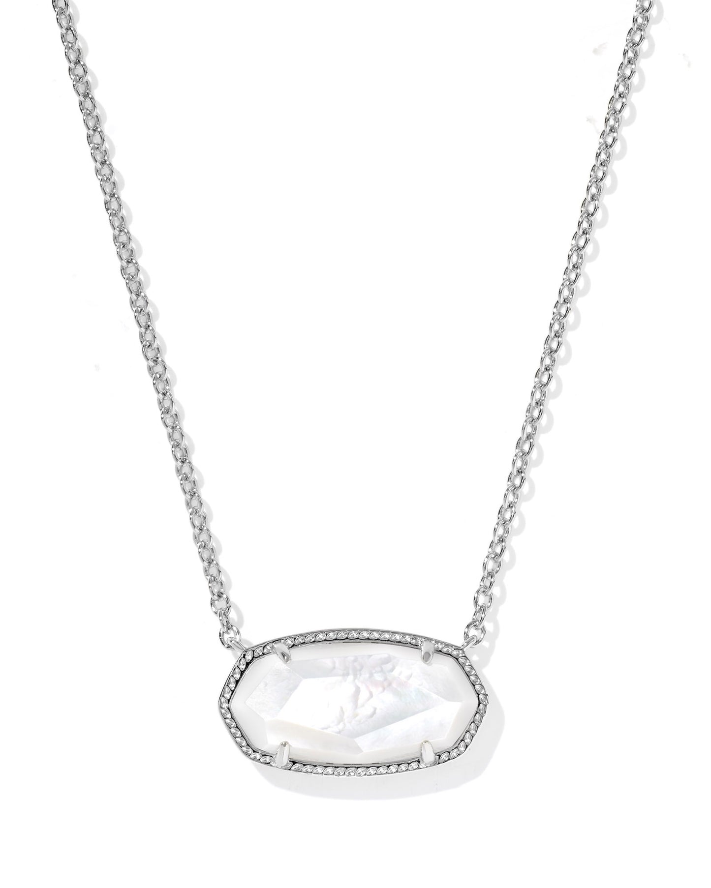 Necklace with a clear stone pendant on a white background