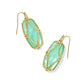 Elle Lattice Frame Drop Earrings Gold Lt Green MOP