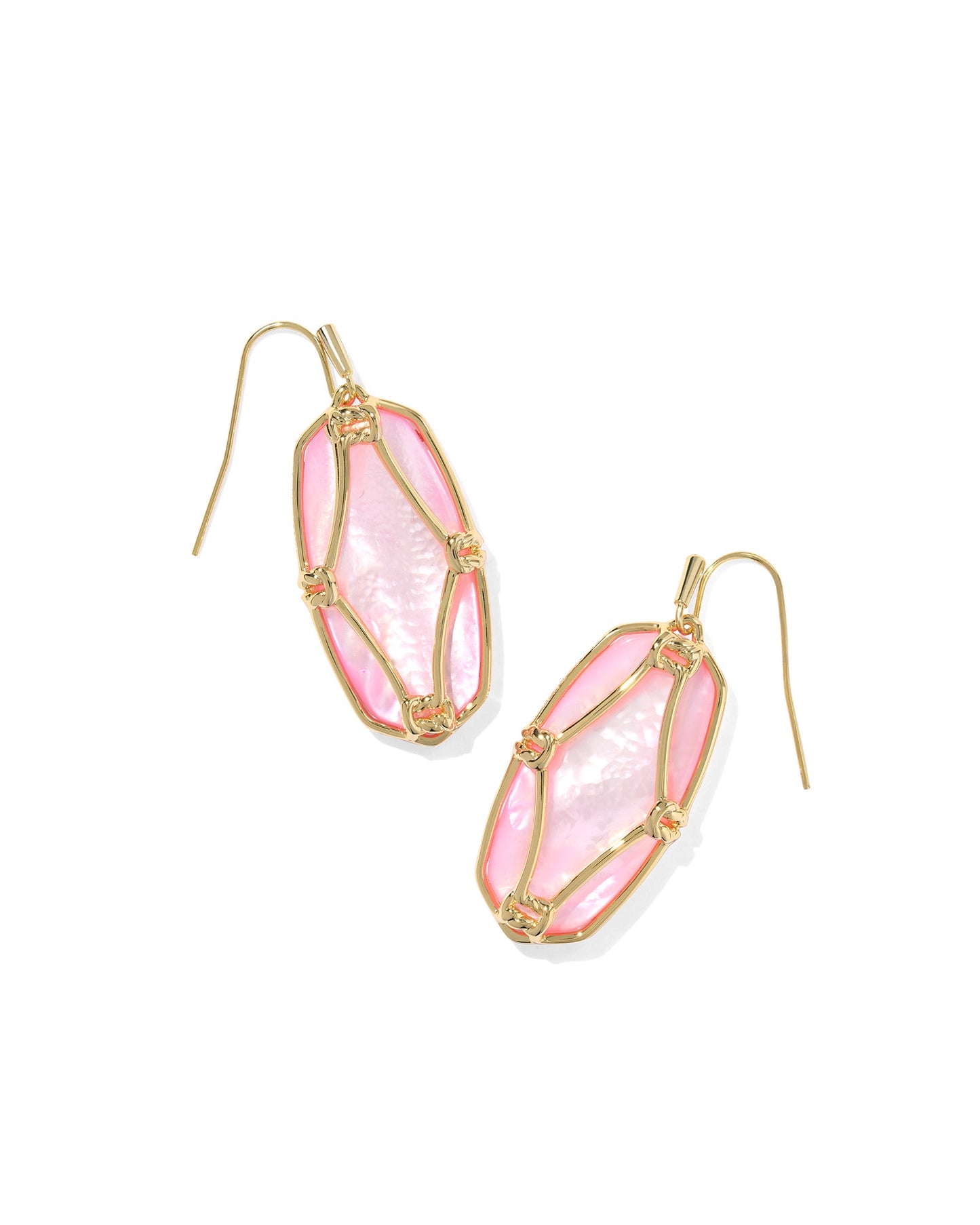 Elle Lattice Frame Drop Earrings Gold Blush Ivory MOP