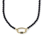 Emery Beaded Strand Necklace Gold Black Agate