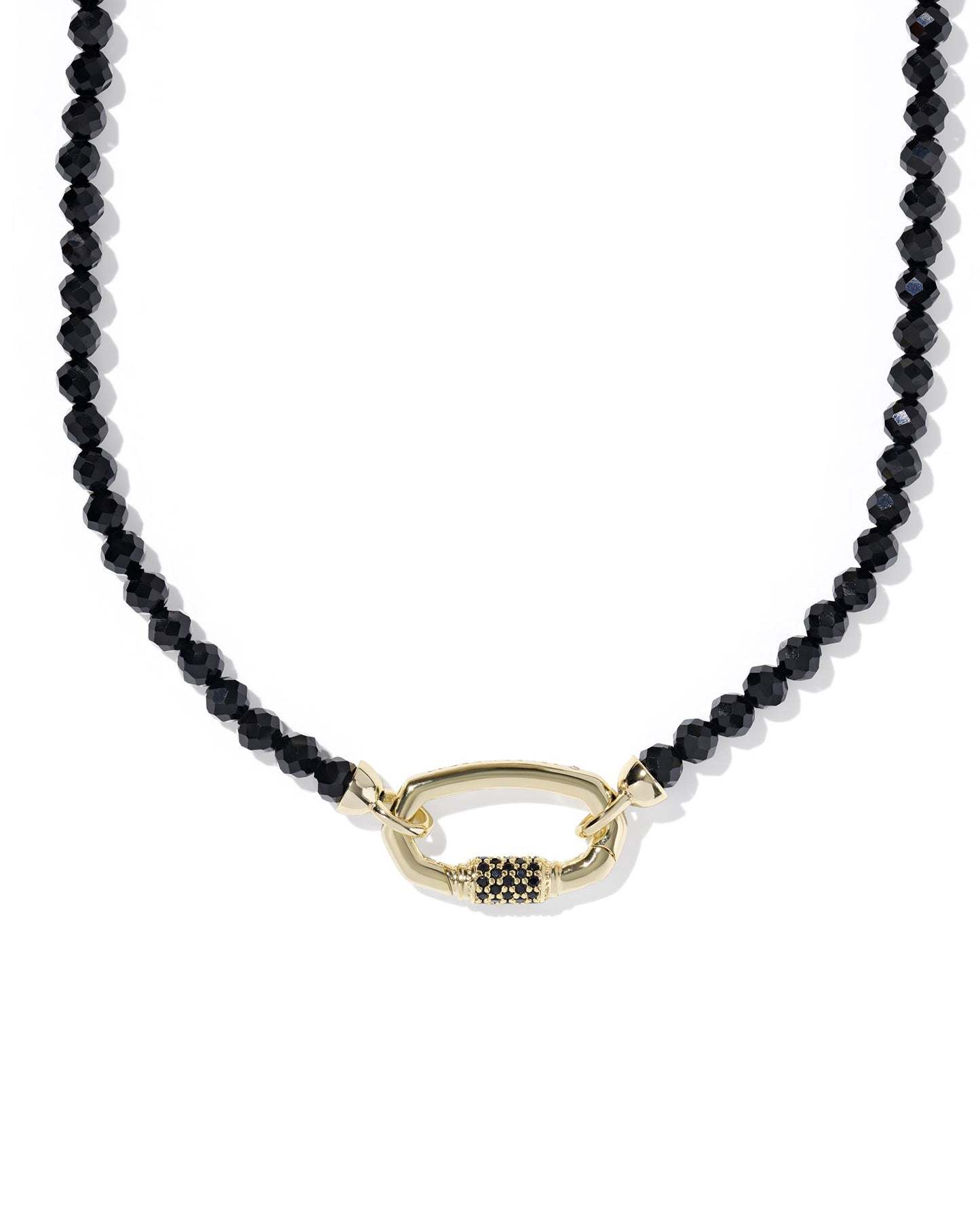 Emery Beaded Strand Necklace Gold Black Agate