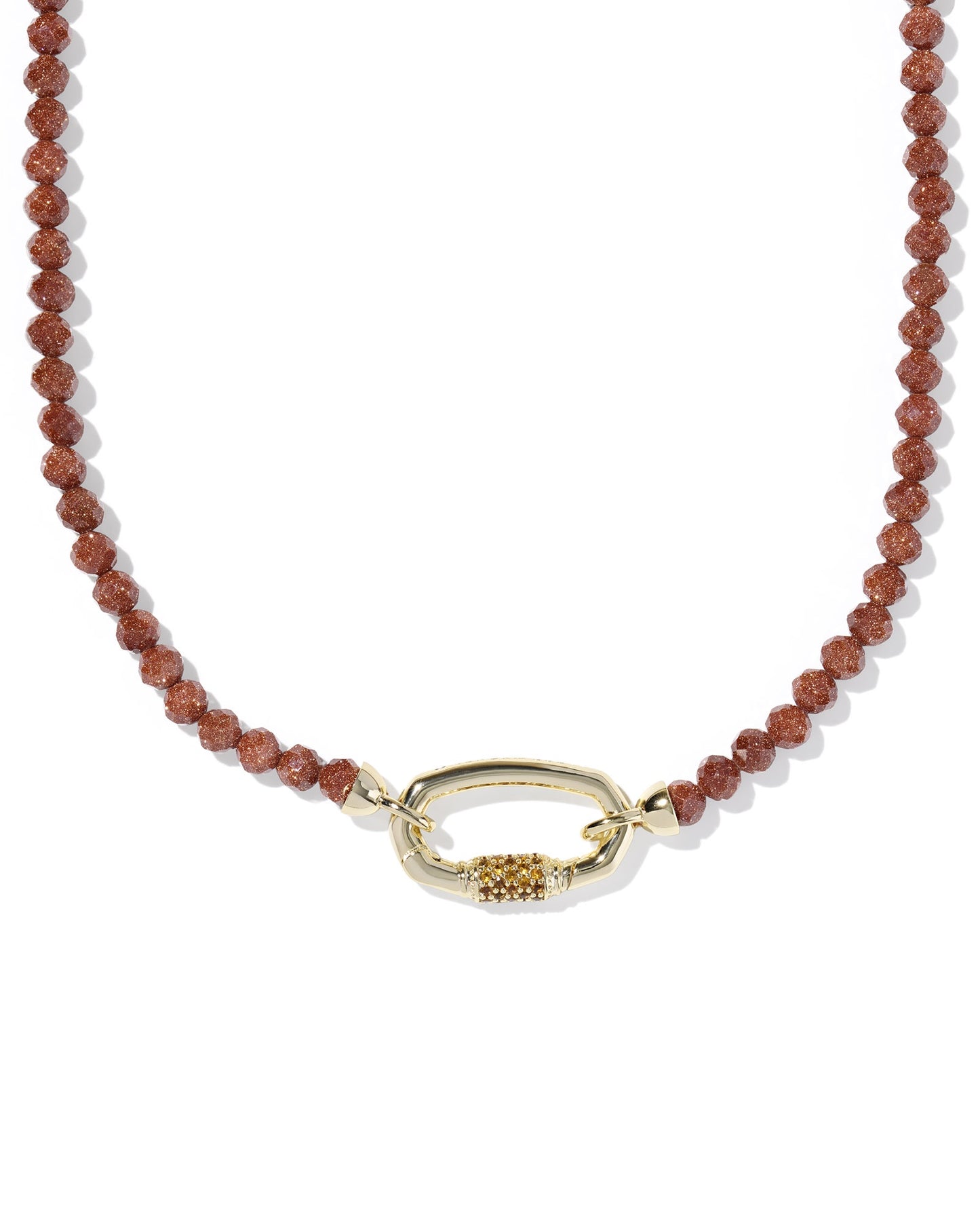 Emery Beaded Strand Necklace Gold Orange Goldstone