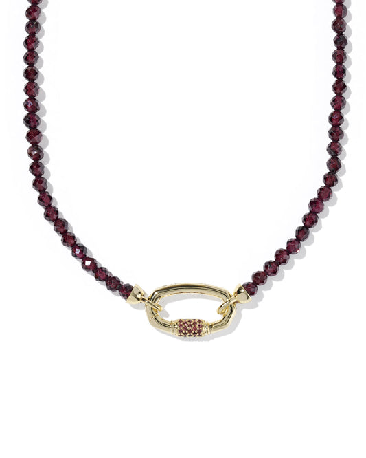 Emery Beaded Strand Necklace Gold Red Garnet