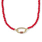 Emery Beaded Strand Necklace Gold Red Glass