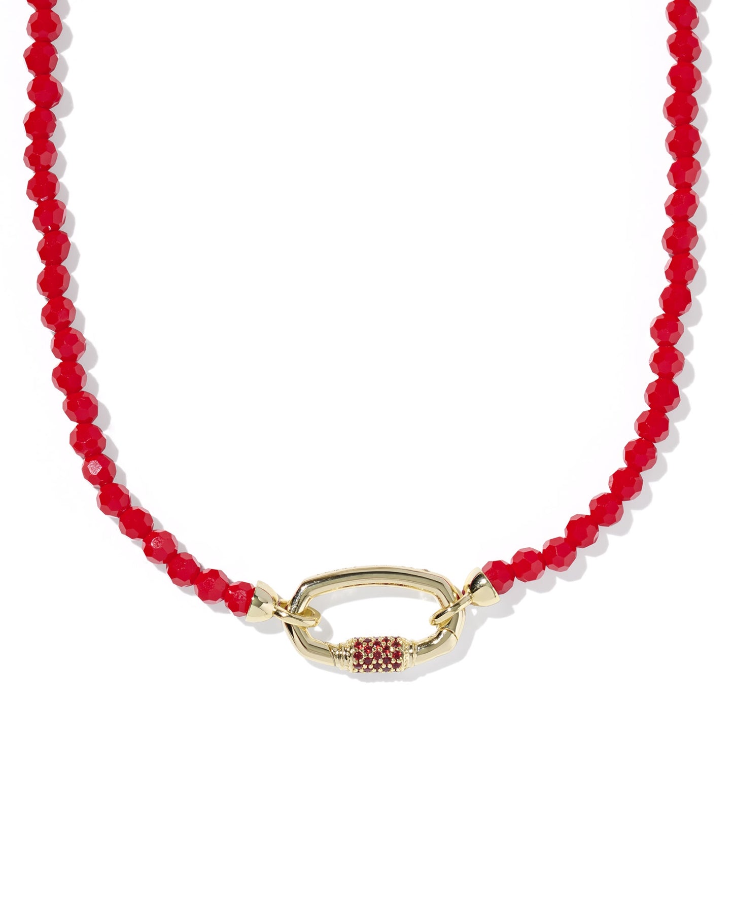 Emery Beaded Strand Necklace Gold Red Glass