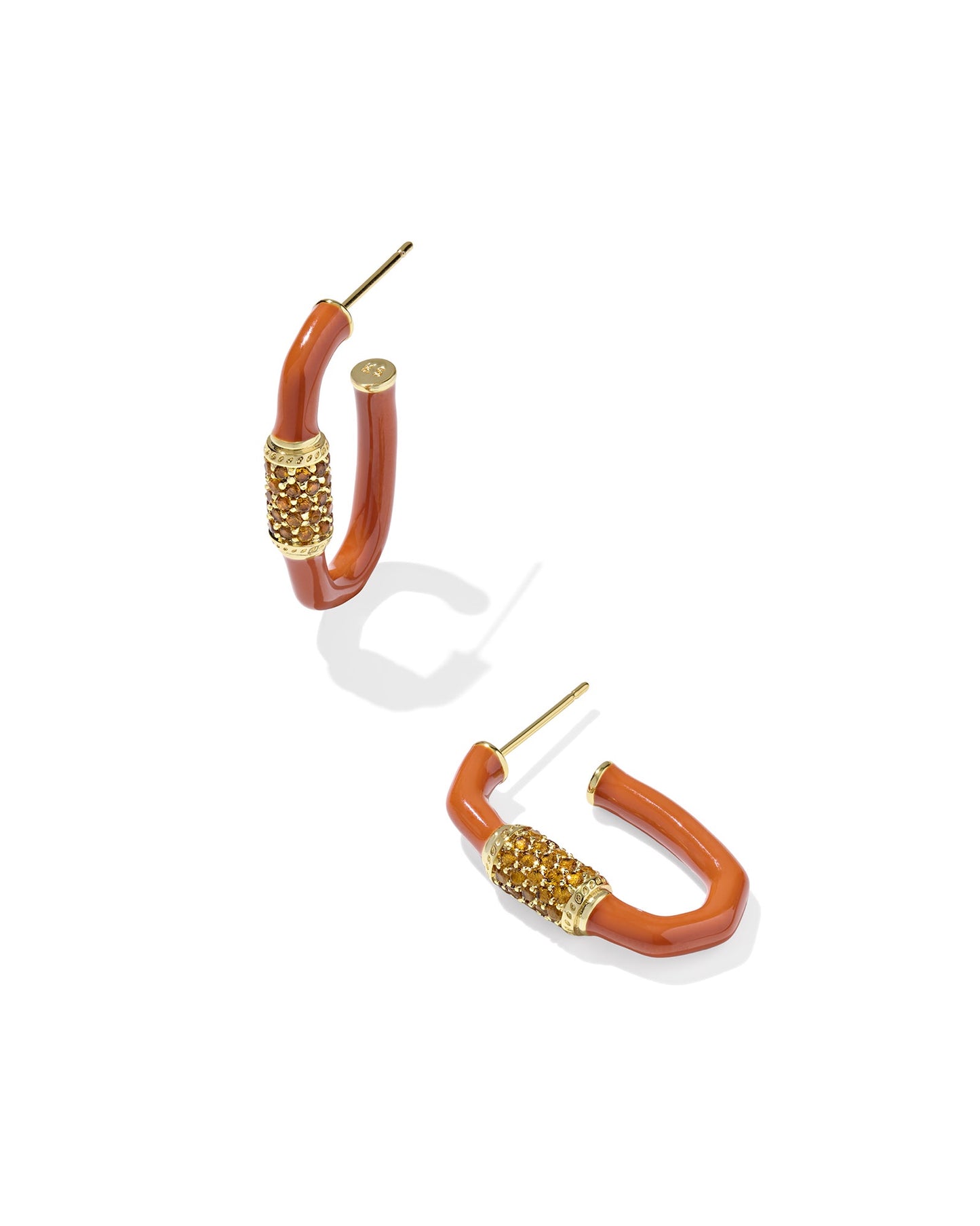 Emery Enamel Hoop Earrings Gold Orange Mix