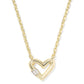 Emery Heart Short Pendant Necklace Gold White CZ