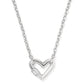 Emery Heart Short Pendant Necklace Silver White CZ