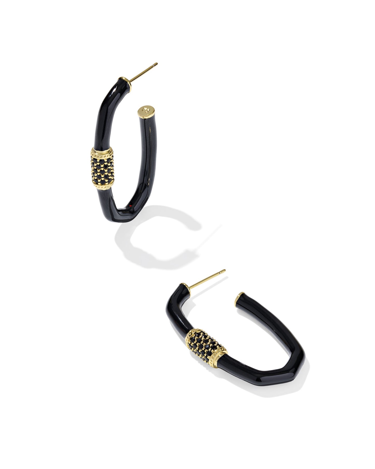 Emery Large Enamel Hoop Earrings Gold Black Mix