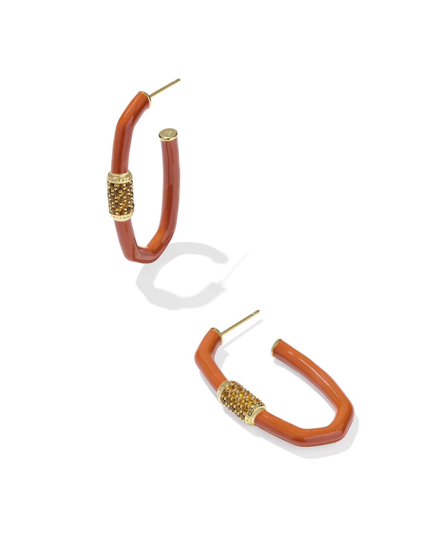 Emery large  Enamel Hoop Earrings Gold Orange Mix