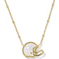 Football Helmet Short Pendant Necklace Gold Ivory MOP