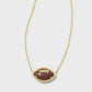 Football Short Pendant Necklace Gold Orange Goldstone