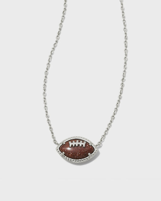 Football Short Pendant Necklace Silver Orange Goldstone