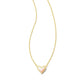 Framed Ari Heart Short Pendant necklace Gold White Opalescent Resin