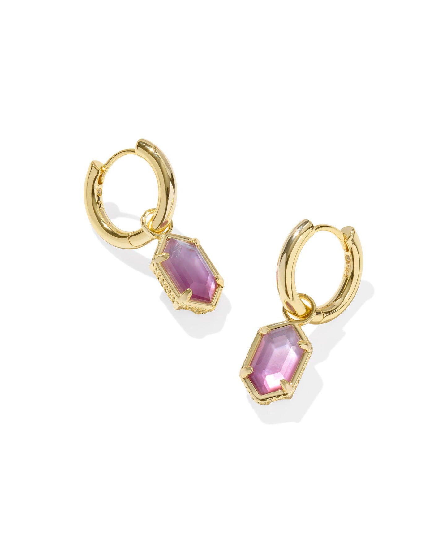 Hallie Huggie Earrings Gold Purple Watercolor Illusion