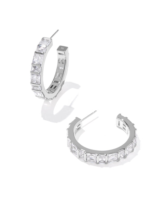 Jamie Hoop Earrings Silver White CZ