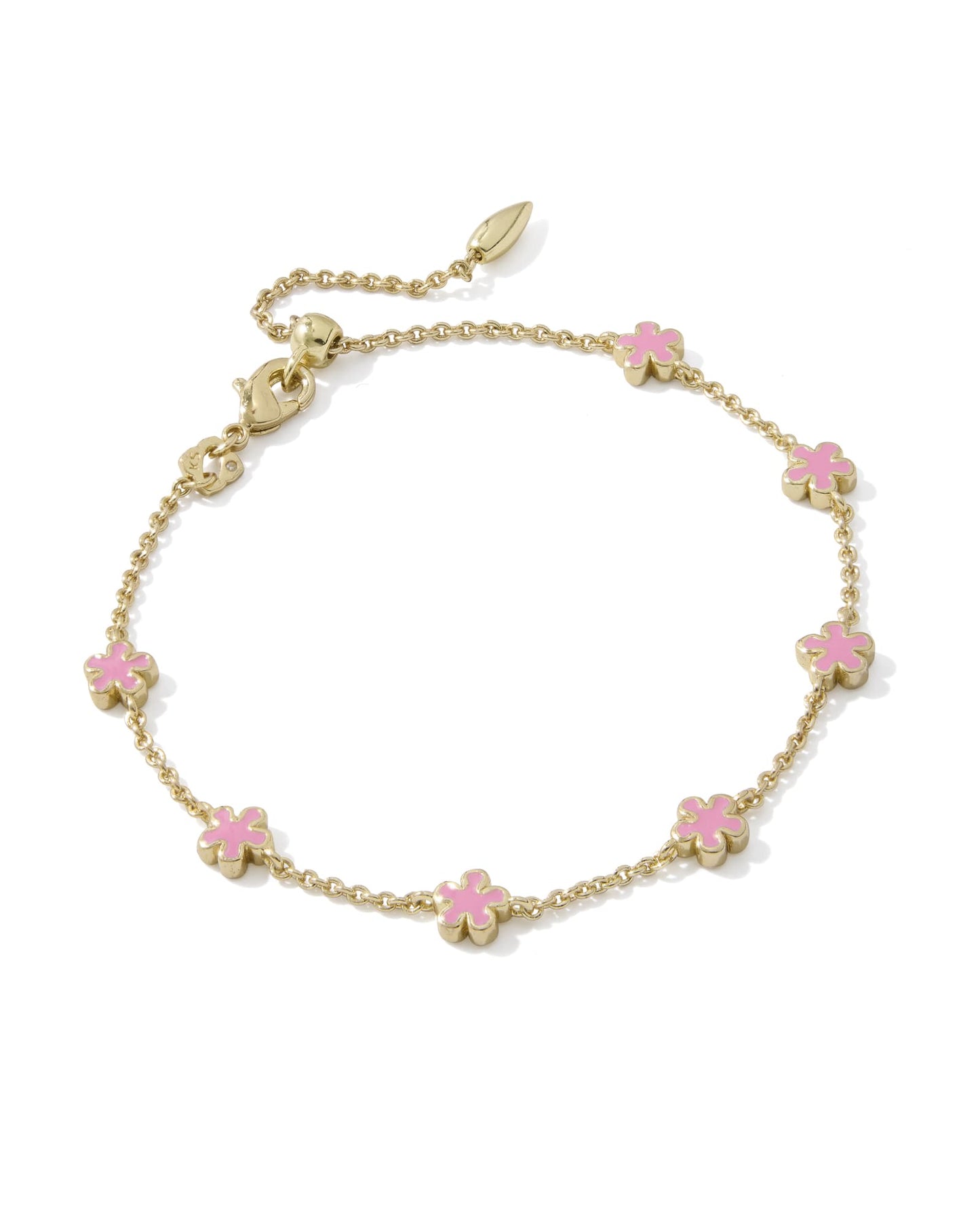Jane Delicate Chain Bracelet Gold Dark Pink Enamel