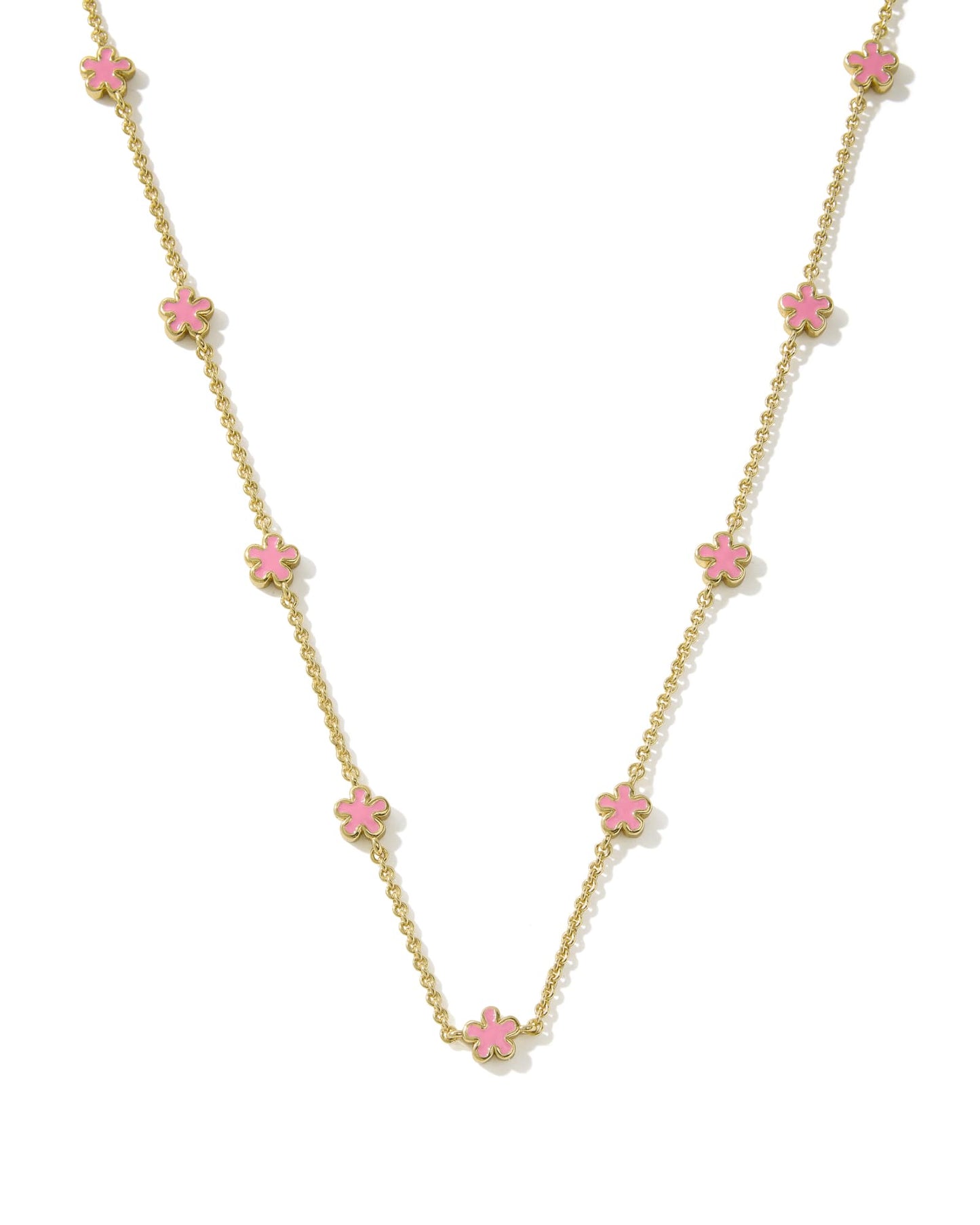 Jane Strand Necklace Gold Dark Pink Enamel