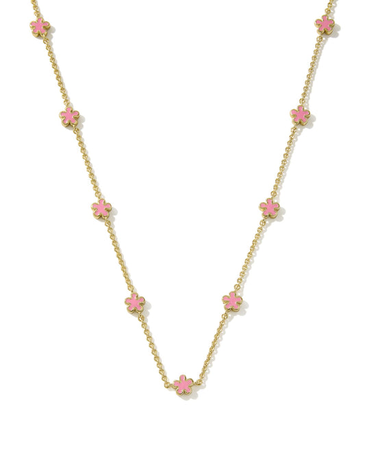 Jane Strand Necklace Gold Dark Pink Enamel