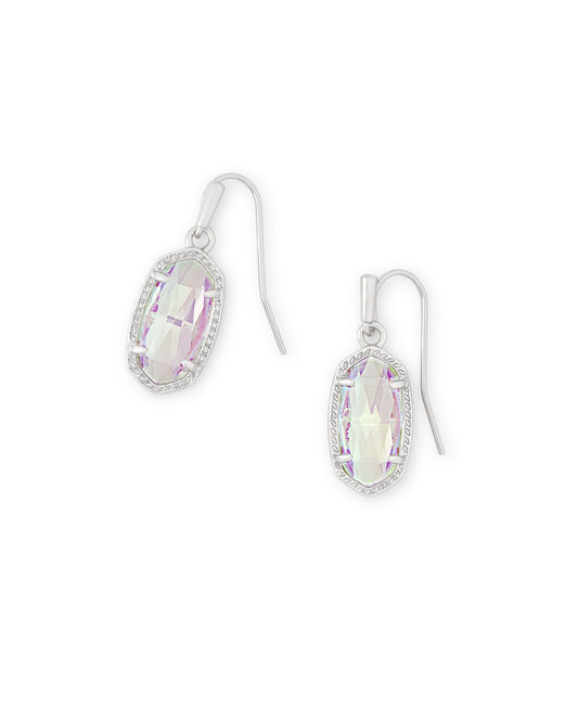 Lee Drop Earrings Silver Dichroic Glass