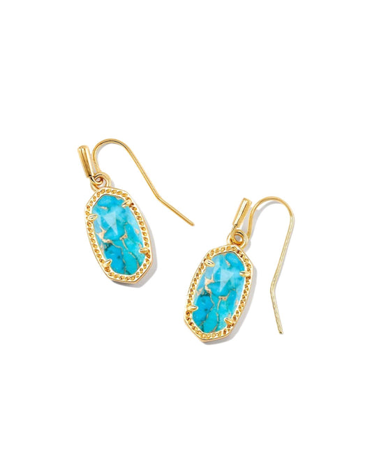 Lee Drop Earrings Gold Bronze Veined Turquoise