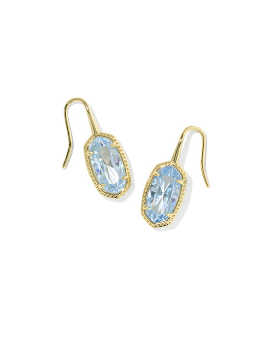 Lee Luxe Drop Earrings Gold Light Blue CZ