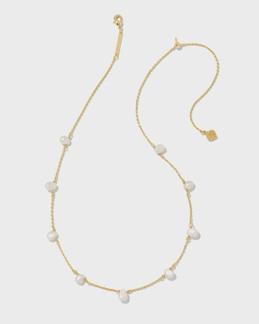 Leighton Pearl Strand Necklace Gold White Pearl