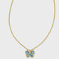 Mae Butterfly Short Pendant Necklace Gold Indigo Watercolor Illusion