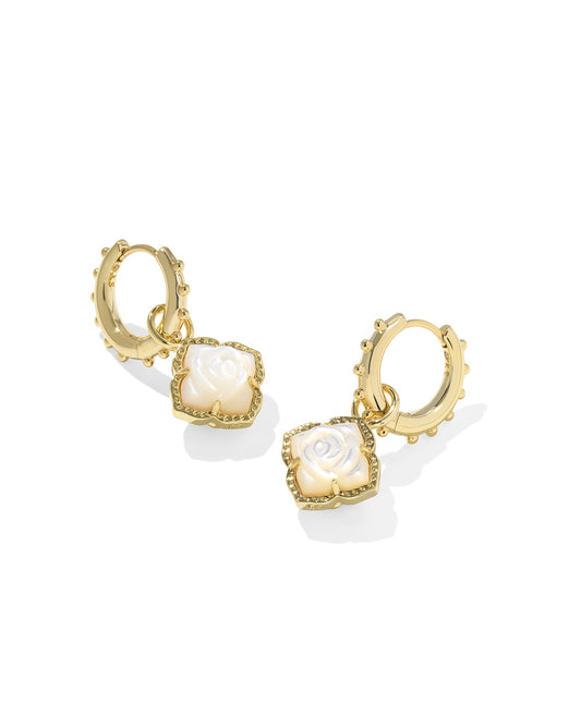 Mallory Rose Huggie Earrings Gold Ivory MOP