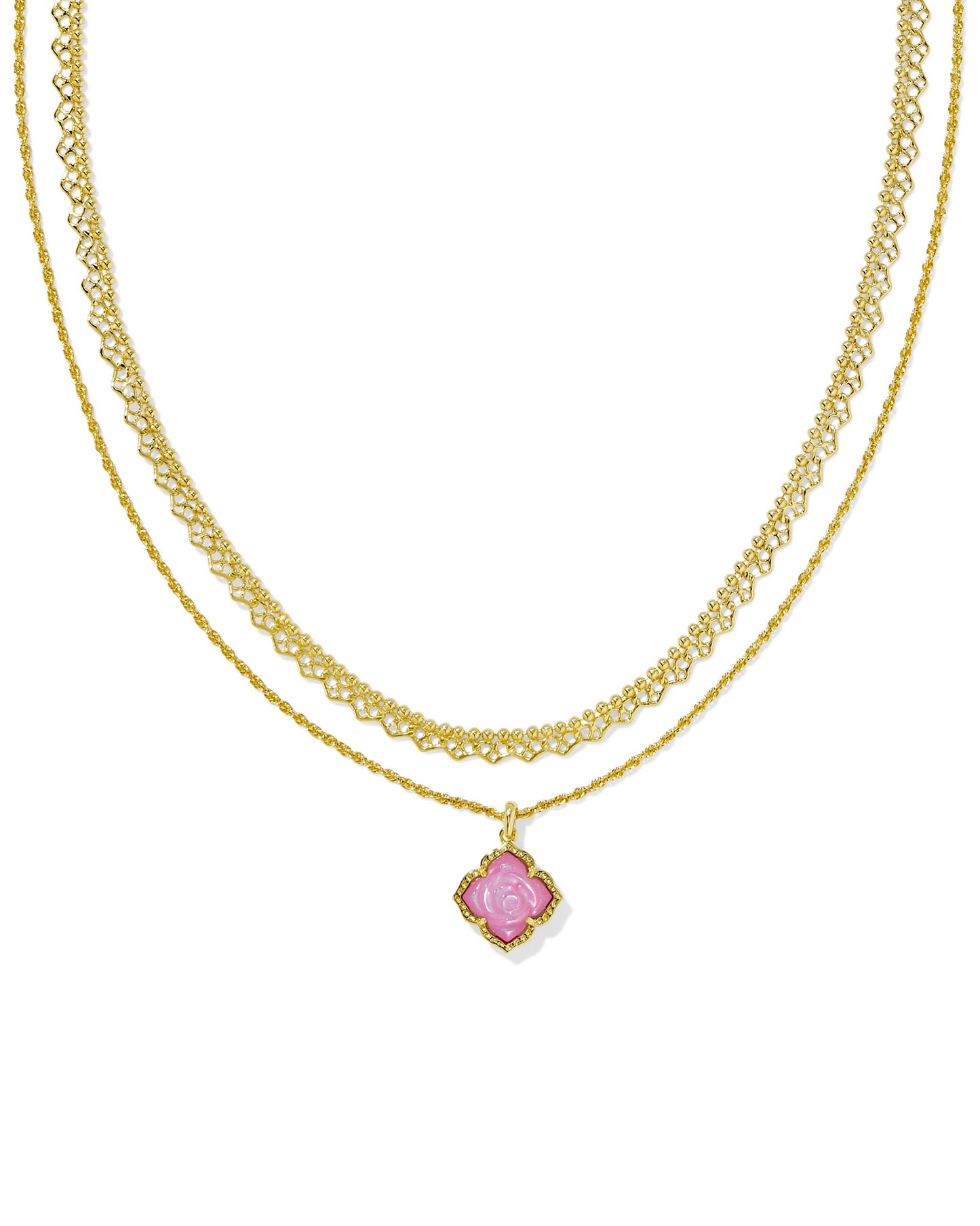 Mallory Rose Multi Strand Necklace Gold Blush Ivory MOP