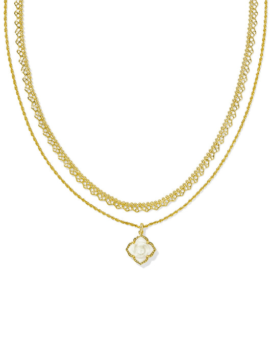 Mallory Rose Multi Strand Necklace Gold Ivory MOP