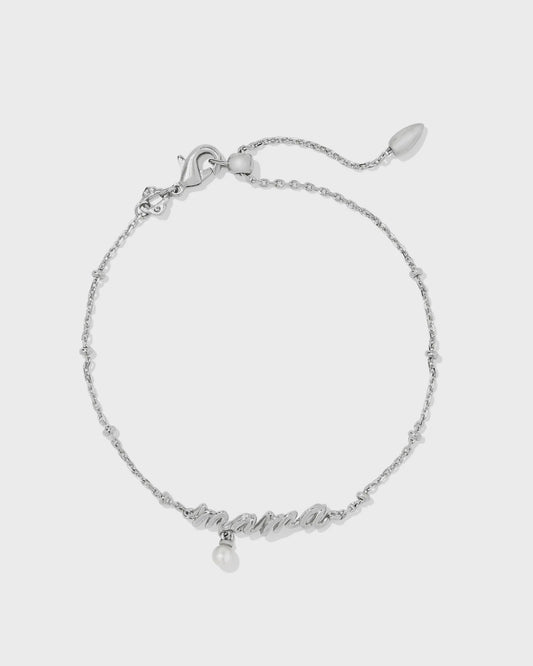 Mama Scripts Delicate Chain Bracelet Silver White Pearl