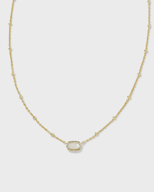 Mini Elisa Satellite Short Pendant Necklace Gold Ivory Mother of Pearl