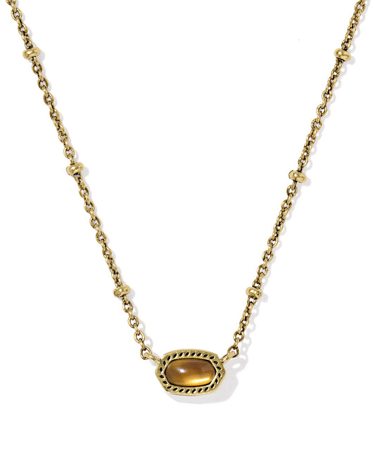 Mini Elisa Satellite Short Pendant Necklace Vintage Gold Marbled Amber Illusion