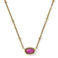 Mini Elisa Satellite Short Pendant Necklace Vintage Gold Dark Fuchsia Variegated Magnesite