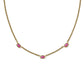 Mini Elisa Three Stone Strand Necklace Vintage Gold Dark Fuchsia Variegated Magnesite