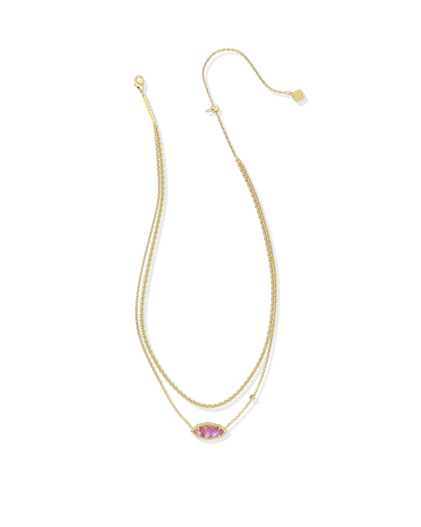 Ophelia Multi Strand Necklace Gold Light Mauve Illusion