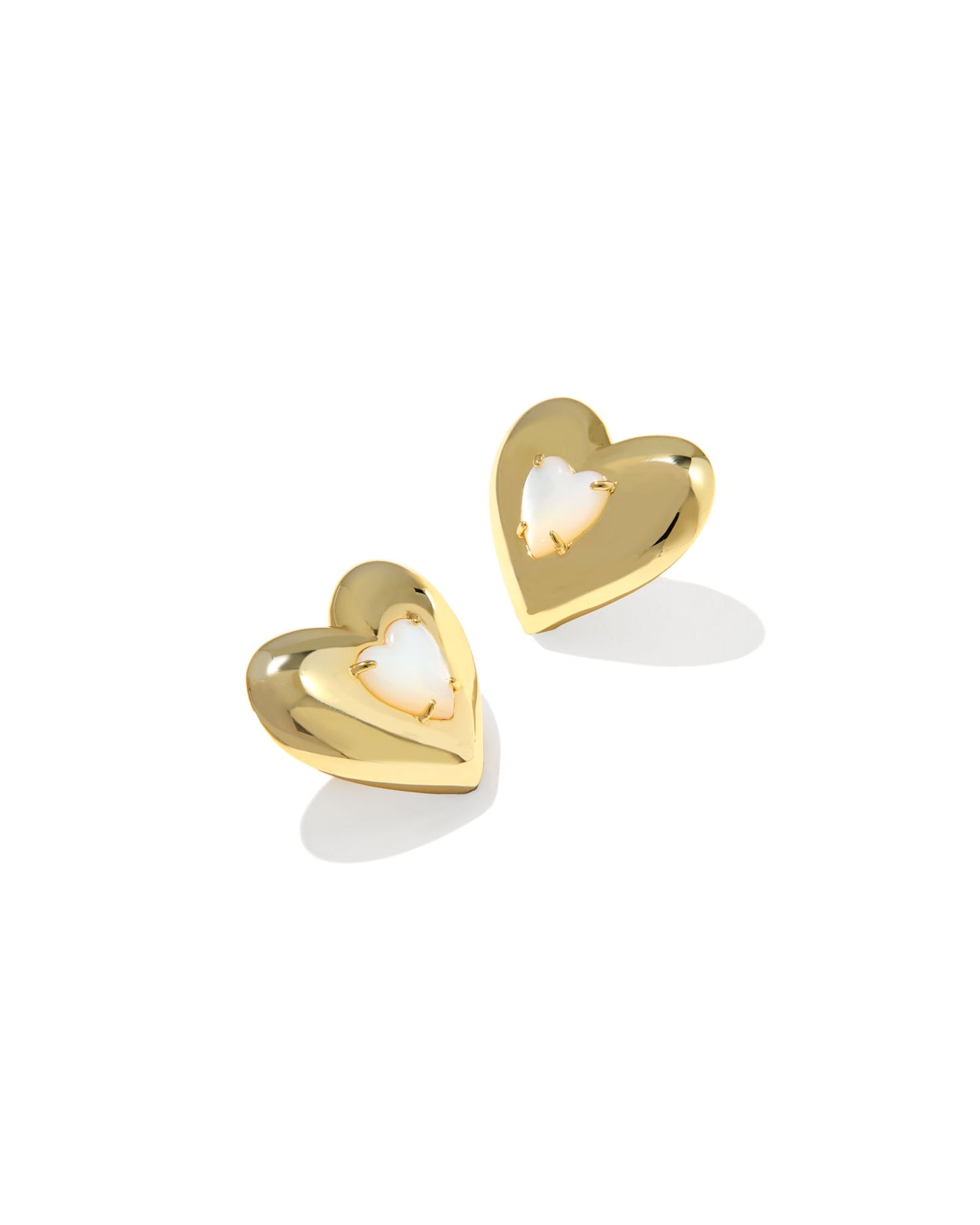 Sasha Heart Stud Earrings Gold Ivory MOP