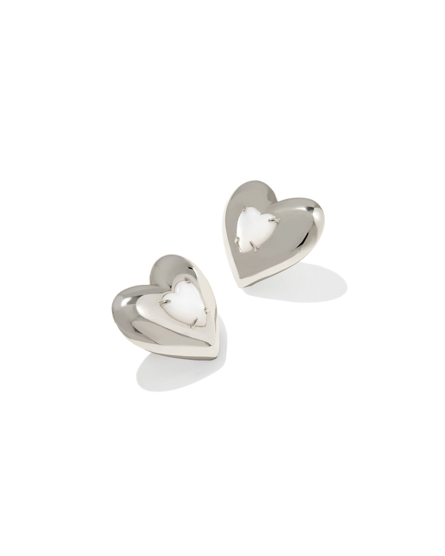 Sasha Heart Stud Earrings Silver Ivory MOP