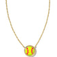Softball Short Pendant Necklace Gold Chartreuse Magnesite