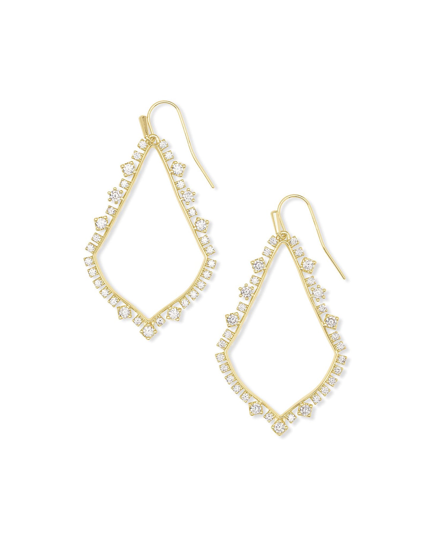 Sophee Crystal Drop Earrings Gold White CZ